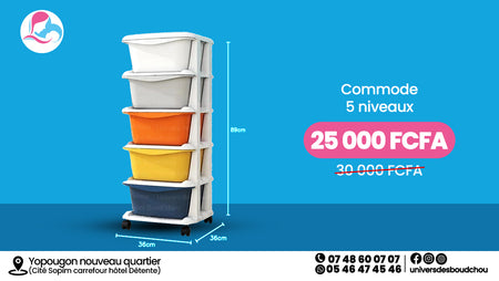 Commode 5 niveaux multicolore