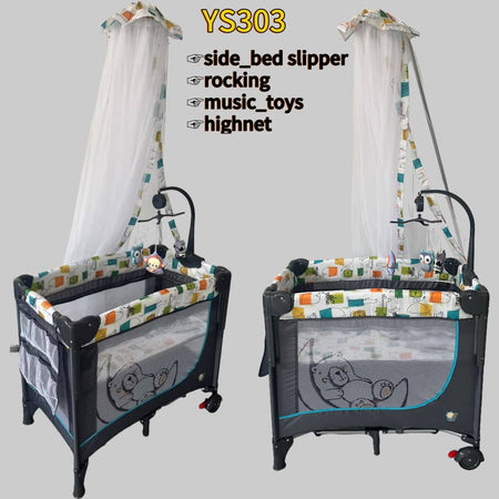 🛏️ Lit papeto cododo Multifonction YS303 – Avec Moustiquaire Haute et Jouets Musicaux