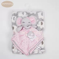 🐘🧸 Couverture bébé + doudou peluche – Coffret douceur 0-12 mois

