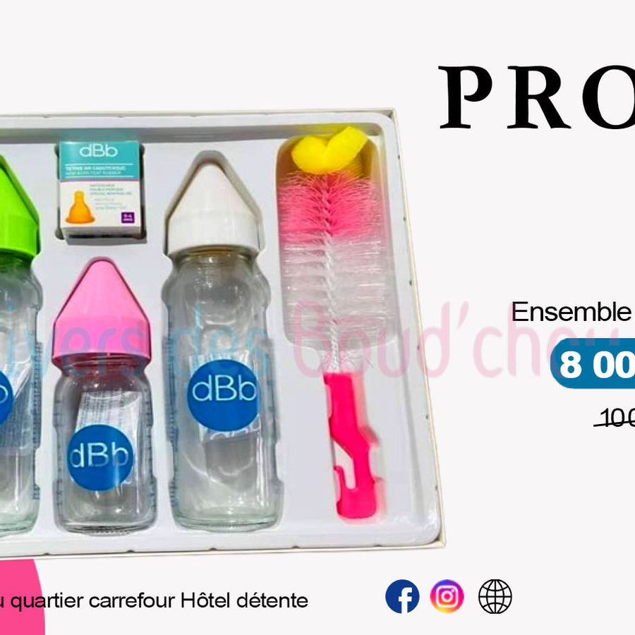 🍼 Lot de 3 Biberons DBB en verre - Standard