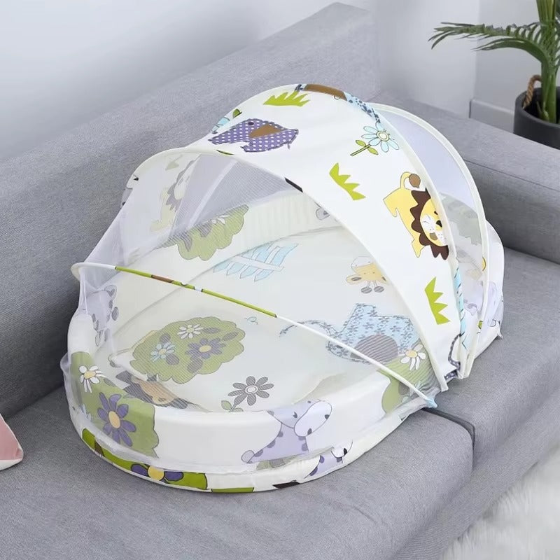 Half covered mosquito net bed