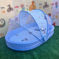 Half covered mosquito net bed
