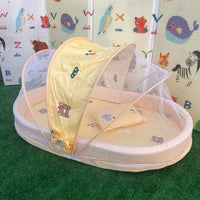 Half covered mosquito net bed
