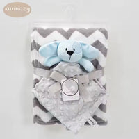 🐘🧸 Couverture bébé + doudou peluche – Coffret douceur 0-12 mois
