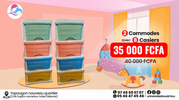 🌈 Pack spécial – 2 Commodes Colorées (8 tiroirs)