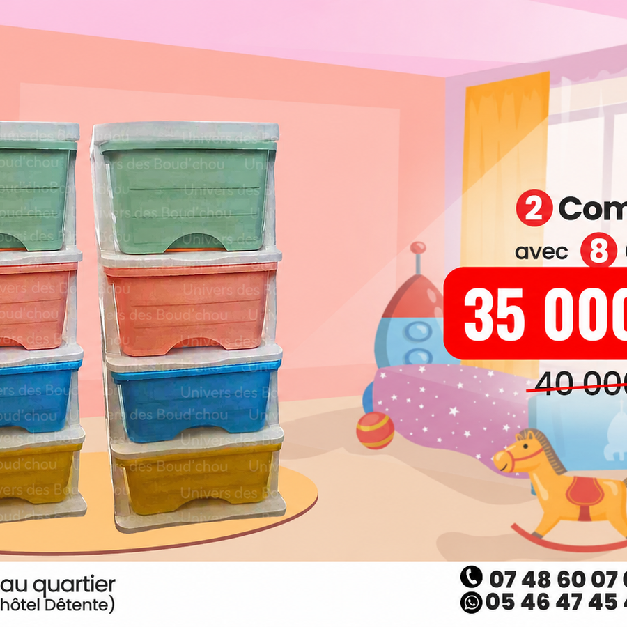 🌈 Pack spécial – 2 Commodes Colorées (8 tiroirs)