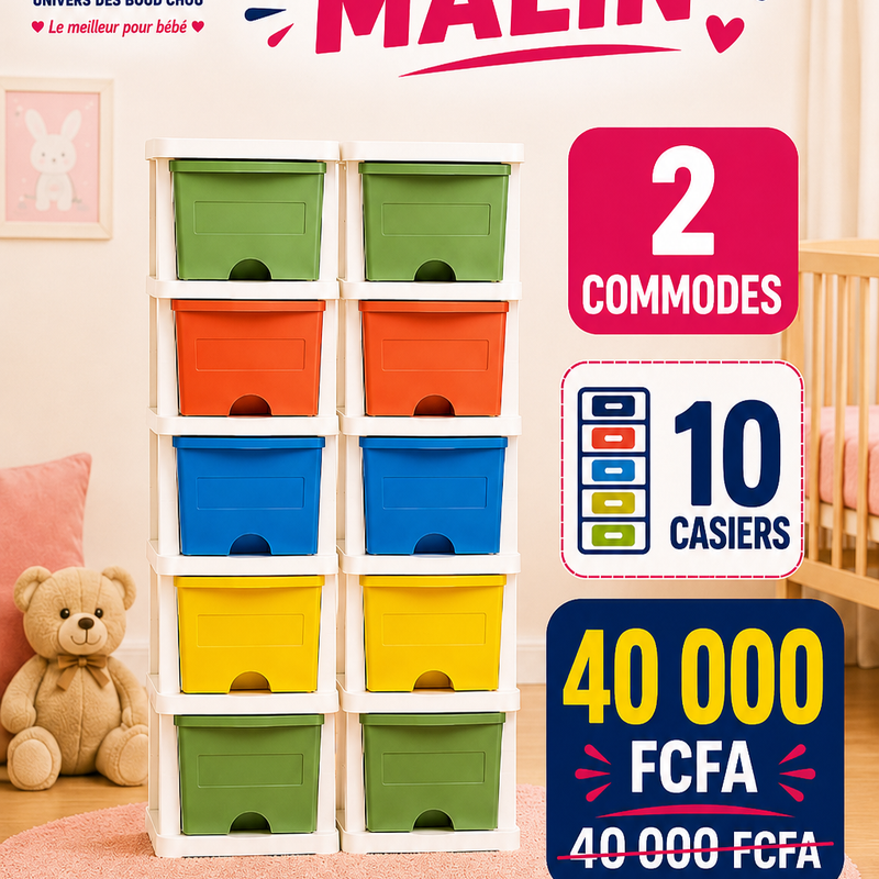 Pack spécial – 2 Commodes Colorées (10 tiroirs)