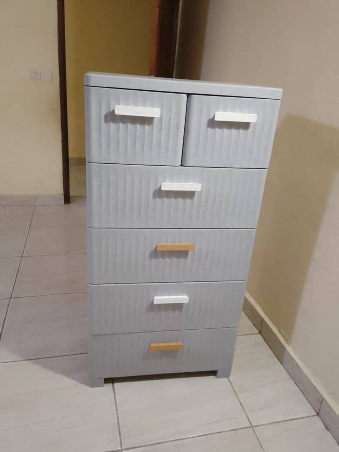 Commode 6 Tiroirs Gris