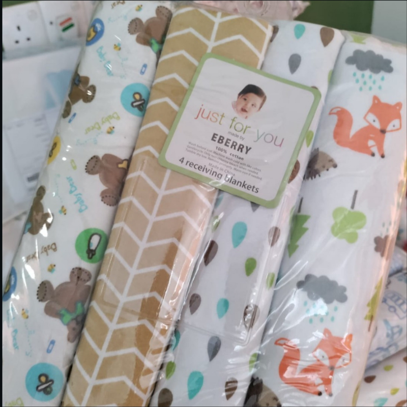 Lot de 4 draps de lit bébé - petit modèle