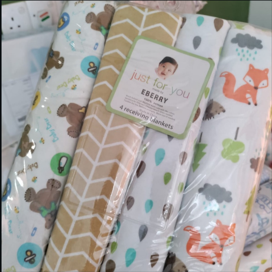 Lot de 4 draps de lit bébé - petit modèle