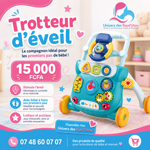 Trotteur d’Éveil Bébé 2-en-1 – Activités & Marche