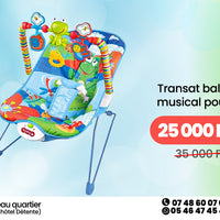 Transat balancelle manuel et musical pour bébé avec 3 jouets
