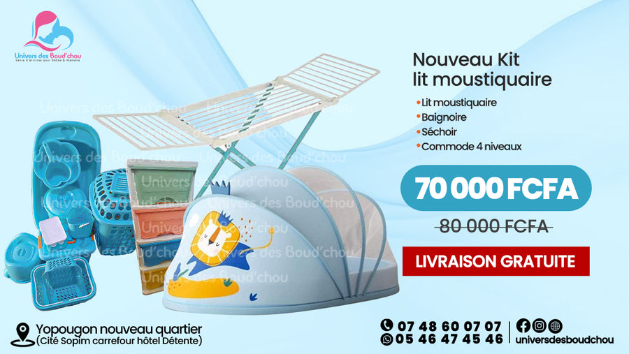 Nouveau Kit lit moustiquaire+Baignoire+Commode