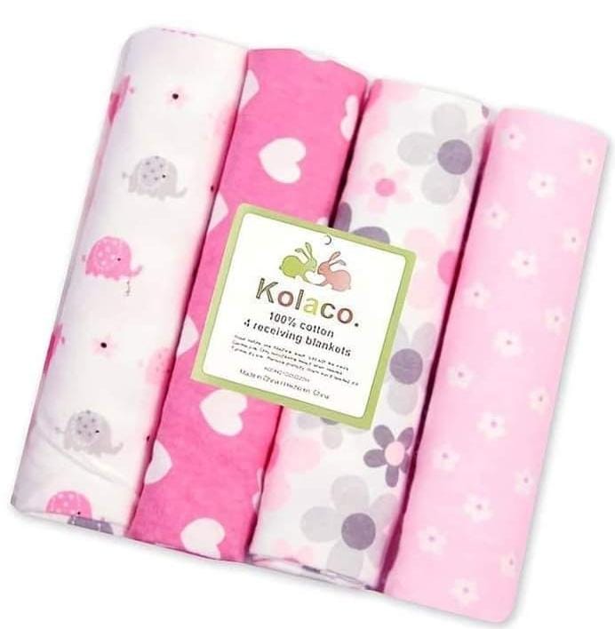 👶 Lot de 4 Draps Bébé – 100% Flanelle Coton