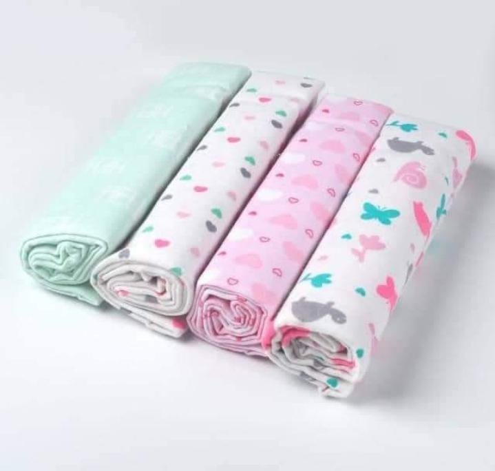 👶 Lot de 4 Draps Bébé – 100% Flanelle Coton