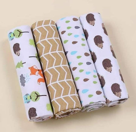 👶 Lot de 4 Draps Bébé – 100% Flanelle Coton