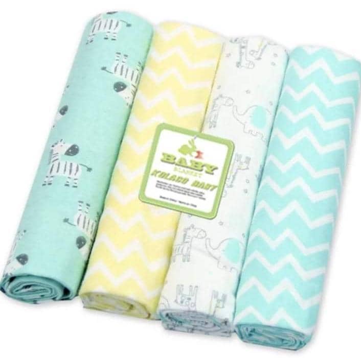 👶 Lot de 4 Draps Bébé – 100% Flanelle Coton