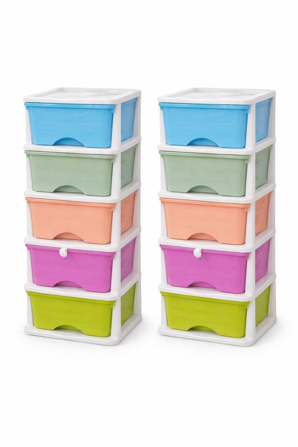 Pack spécial – 2 Commodes Colorées (10 tiroirs)