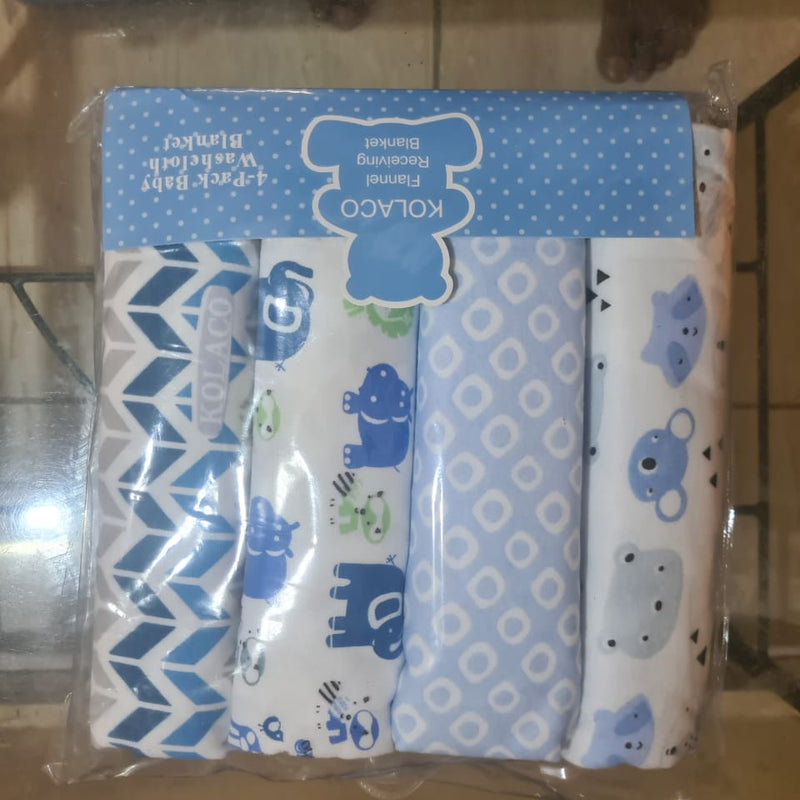👶 Lot de 4 Draps Bébé – 100% Flanelle Coton