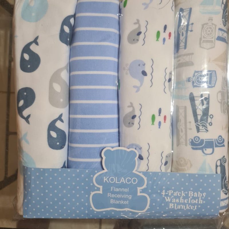 👶 Lot de 4 Draps Bébé – 100% Flanelle Coton