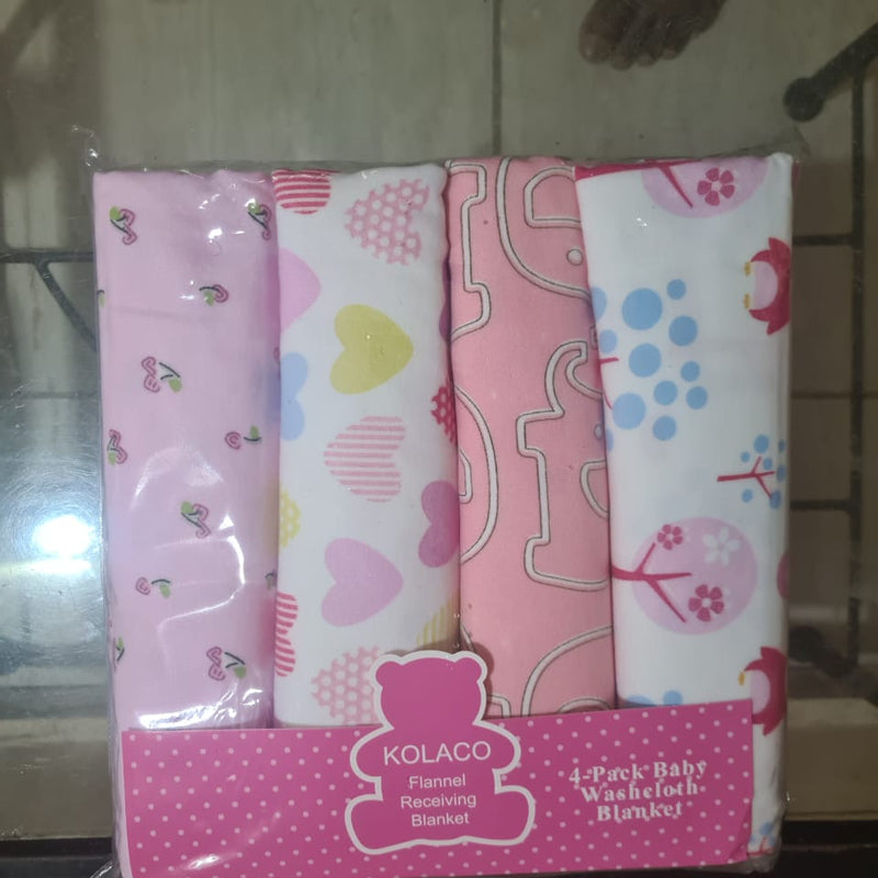 👶 Lot de 4 Draps Bébé – 100% Flanelle Coton