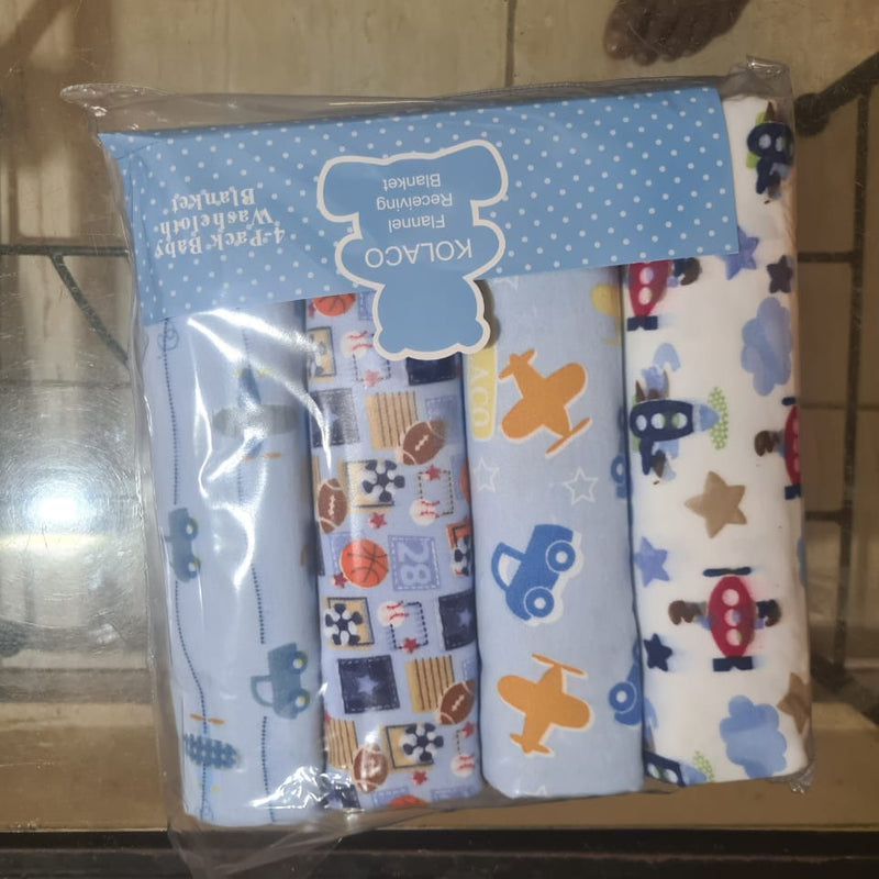 👶 Lot de 4 Draps Bébé – 100% Flanelle Coton