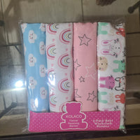 👶 Lot de 4 Draps Bébé – 100% Flanelle Coton
