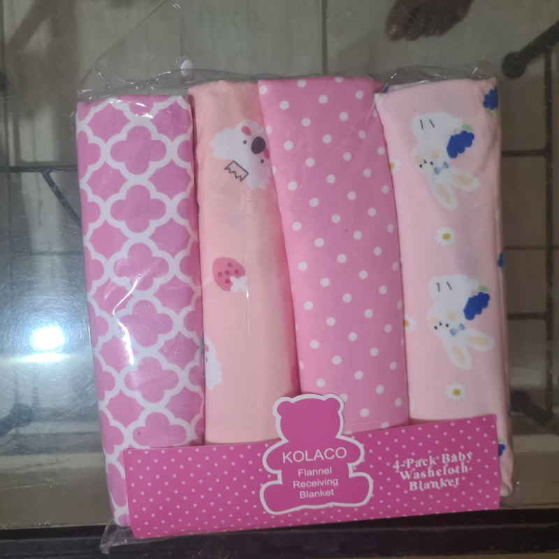 👶 Lot de 4 Draps Bébé – 100% Flanelle Coton