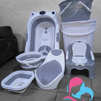 Foldable bathtub &amp; foldable accessories + Basket
