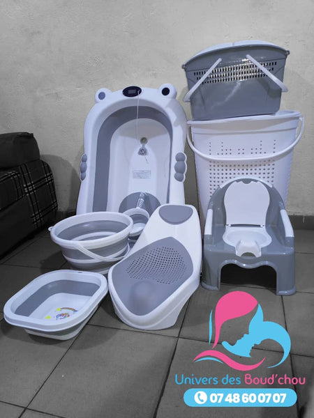 Baignoire pliable & accessoires pliables + Panier