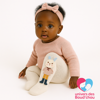 🧦 Collants bébé en coton avec lapin brodé 0 à 6 mois
