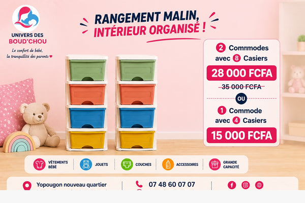🌈 Pack spécial – 2 Commodes Colorées (8 tiroirs)