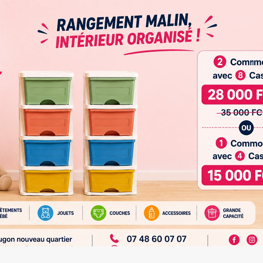 🌈 Pack spécial – 2 Commodes Colorées (8 tiroirs)
