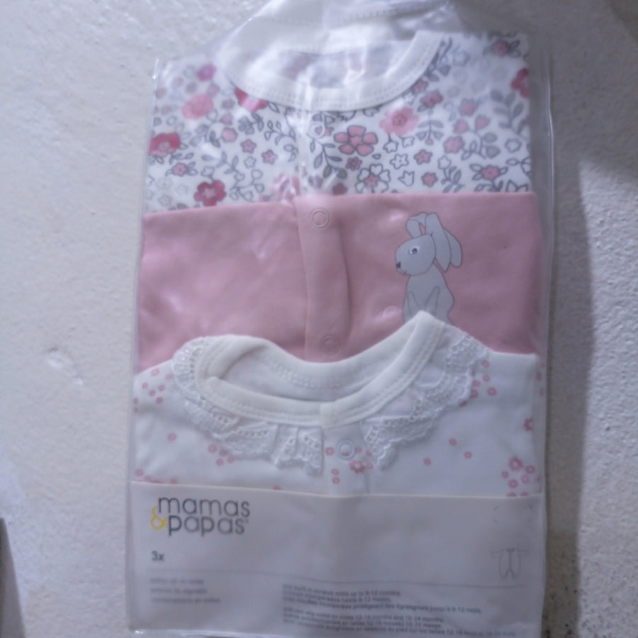 Lot de 3 grenouillères Mamas & Papas – 0 à 12 mois