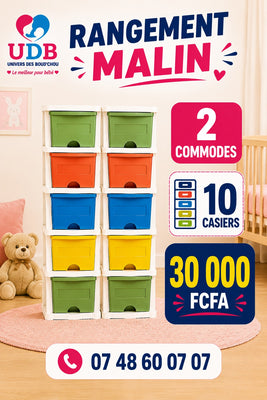 Pack spécial – 2 Commodes Colorées (10 tiroirs)