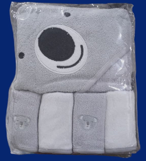 Serviette à capuche + 4 essuie bouche